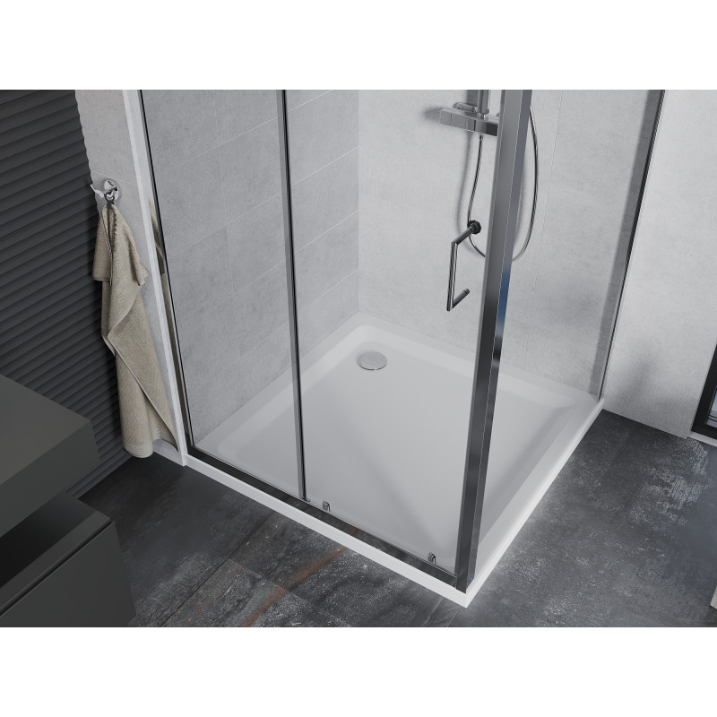 Mexen Apia плъзгаща се душ кабина 90 x 90 см, прозрачна, хром + поддушово