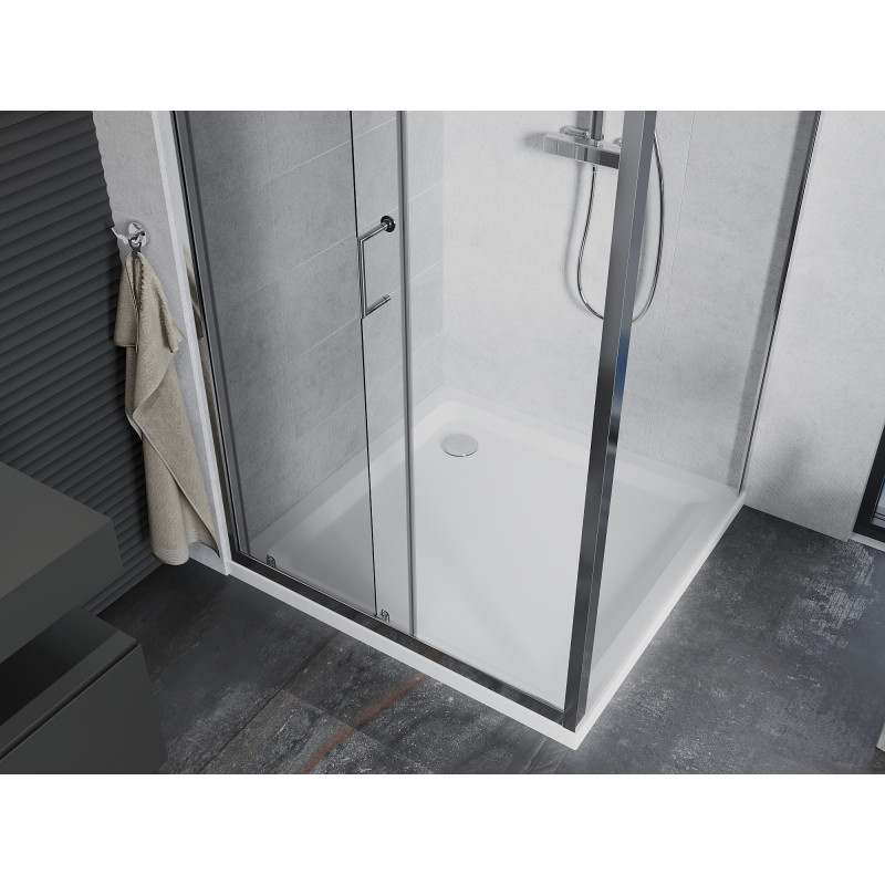 Mexen Apia плъзгаща се душ кабина 90 x 90 см, прозрачна, хром + поддушово