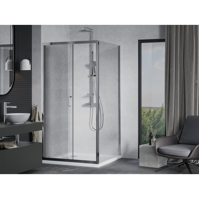 Mexen Apia плъзгаща се душ кабина 90 x 90 см, прозрачна, хром + поддушово