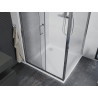 Mexen Apia плъзгаща се душ кабина 100 x 100 см, прозрачна, хром + корито Flat