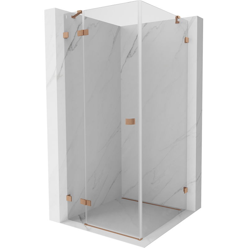 Mexen Lunar лява врата за душ кабина 90 x 90 см, прозрачна, четкано мед - 834-090-090-65-00-L