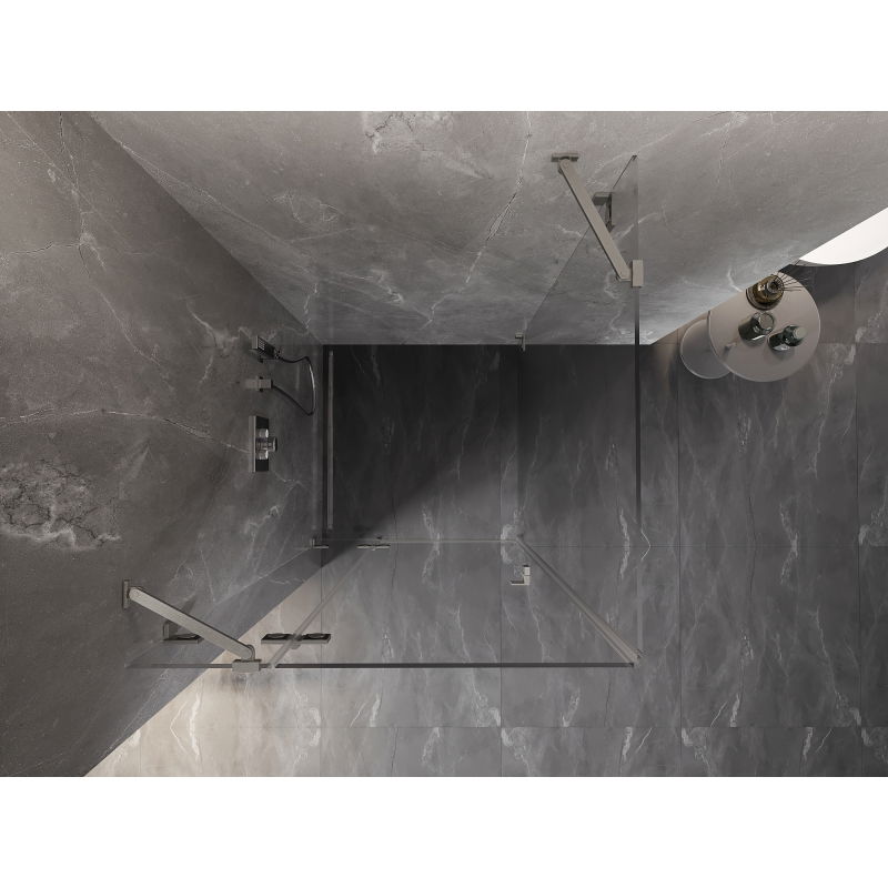 Mexen Lunar лява душ кабина с врата 90 x 90 см, прозрачна, четкан никел - 834-090-090-97-00-L