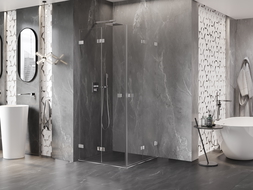 Mexen Lunar-F Duo сгъваема душ кабина 85 x 85 см, прозрачна, хром - 836-085L-085P-01-00