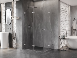 Сгъваем душ кабина Mexen Lunar-F Duo 90 x 80 см, прозрачна, хром - 836-090L-080P-01-00