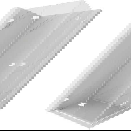 Mexen Lunar-F Duo сгъваема душ кабина 85 x 75 см, прозрачно, бяло - 836-085L-075P-20-00