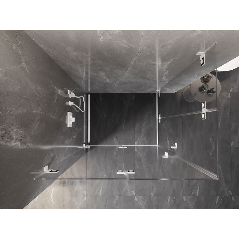 Mexen Lunar-F Duo сгъваема душ кабина 100 x 85 см, прозрачна, бяла - 836-100L-085P-20-00