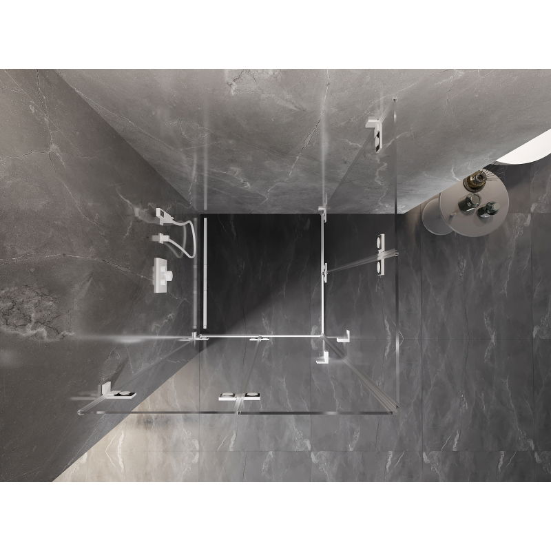 Mexen Lunar-F Duo сгъваема душ кабина 100 x 100 см, прозрачна, бяла - 836-100L-100P-20-00