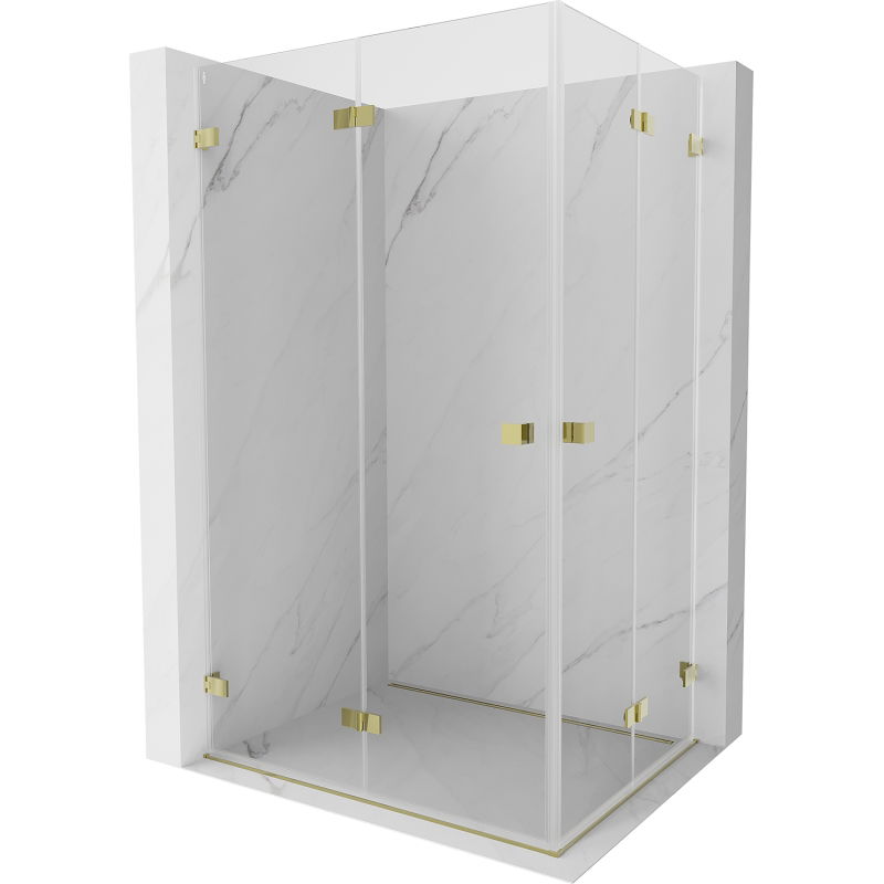 Mexen Lunar-F Duo сгъваема душ кабина 85 x 80 см, прозрачна, златна - 836-085L-080P-50-00