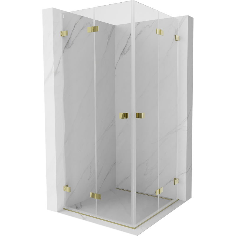 Mexen Lunar-F Duo сгъваем душ кабина 85 x 85 см, прозрачна, златна - 836-085L-085P-50-00