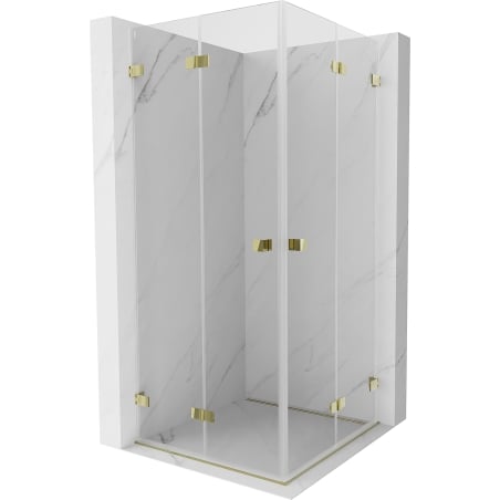 Mexen Lunar-F Duo сгъваема душ кабина 100 x 100 см, прозрачна, златна - 836-100L-100P-50-00