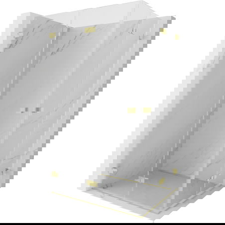 Mexen Lunar-F Duo сгъваем душ кабина 90 x 80 см, прозрачна, златиста четкована - 836-090L-080P-55-00