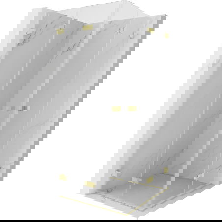 Mexen Lunar-F Duo сгъваема душ кабина 90 x 90 см, прозрачна, четка злато - 836-090L-090P-55-00