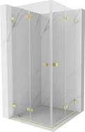 Mexen Lunar-F Duo сгъваема душ кабина 90 x 90 см, прозрачна, златно четкано - 836-090L-090P-55-00