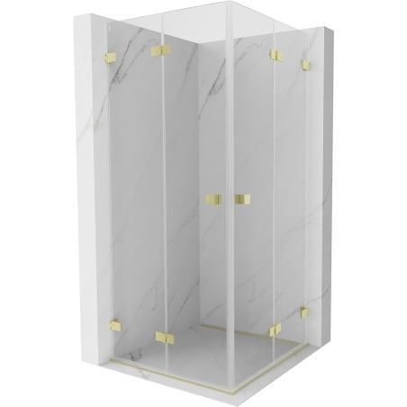 Mexen Lunar-F Duo сгъваема душ кабина 100 x 100 см, прозрачна, златисто матова - 836-100L-100P-55-00