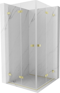 Mexen Lunar-F Duo сгъваема душ кабина 100 x 100 см, прозрачна, златисто матова - 836-100L-100P-55-00