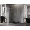 Mexen Lunar-F Duo сгъваема душ кабина 100 x 100 см, прозрачна, златисто матова - 836-100L-100P-55-00