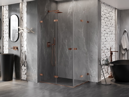 Mexen Lunar-F Duo сгъваема душ кабина 80 x 75 см, прозрачно, розово злато - 836-080L-075P-60-00