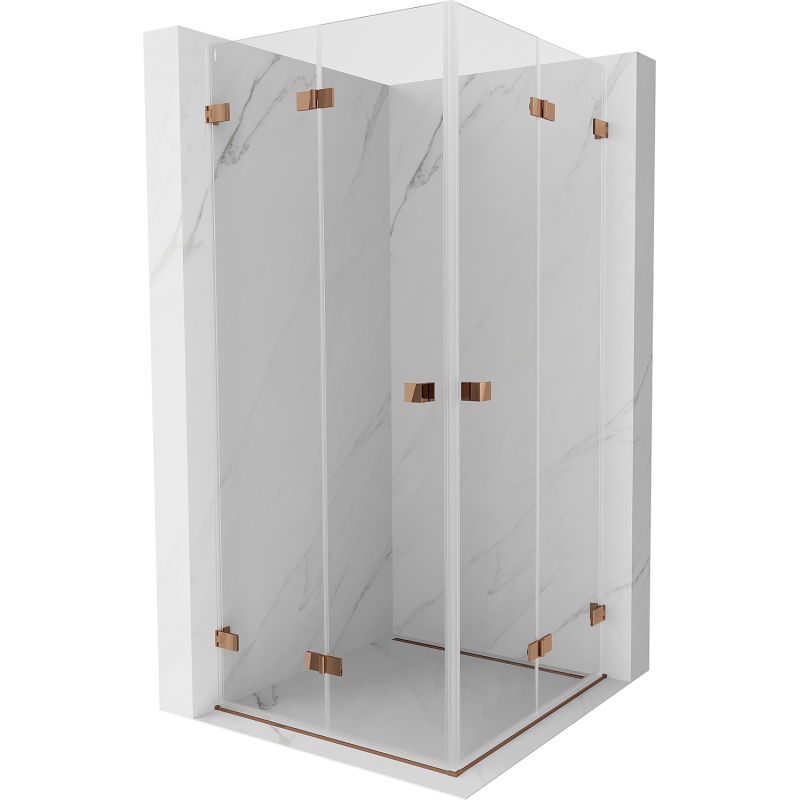 Mexen Lunar-F Duo сгъваема душ кабина 80 x 80 см, прозрачна, розово злато - 836-080L-080P-60-00