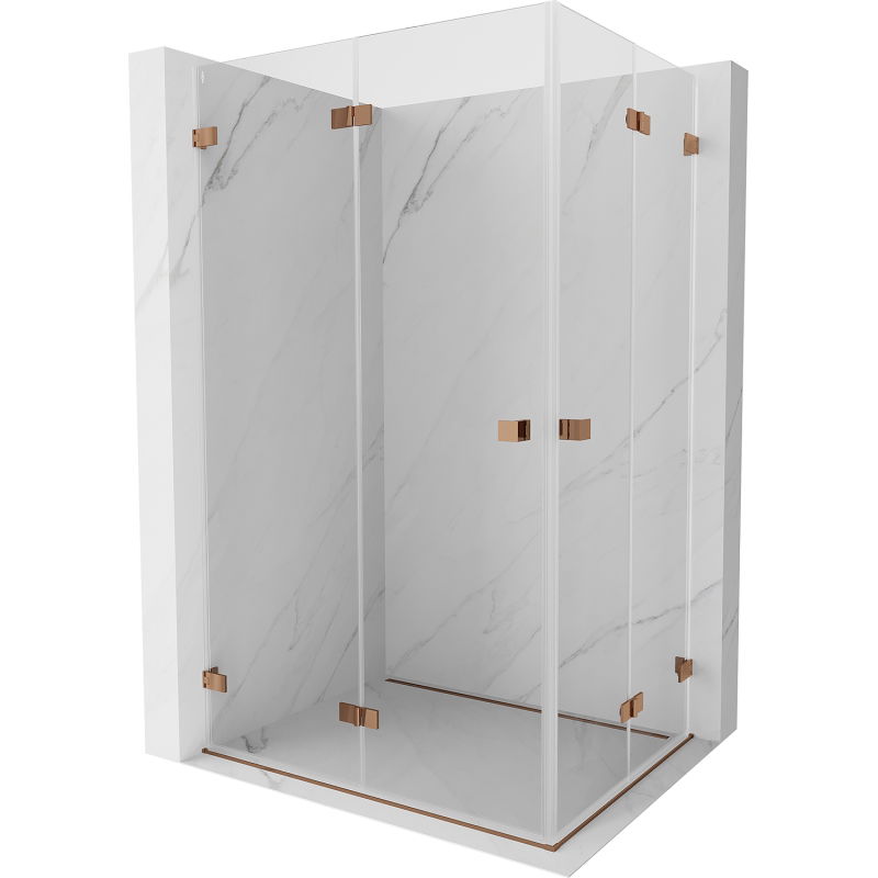 Mexen Lunar-F Duo сгъваема душ кабина 100 x 85 см, прозрачно, розово злато - 836-100L-085P-60-00