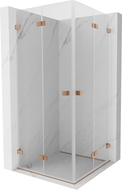 Mexen Lunar-F Duo сгъваема душ кабина 80 x 80 см, прозрачна, четкана мед - 836-080L-080P-65-00