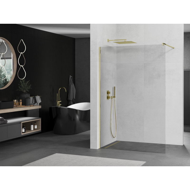 Mexen Kioto душ преграда Walk-in 160 x 200 cm, прозрачно 8 mm, златисто - 800-160-101-50-00