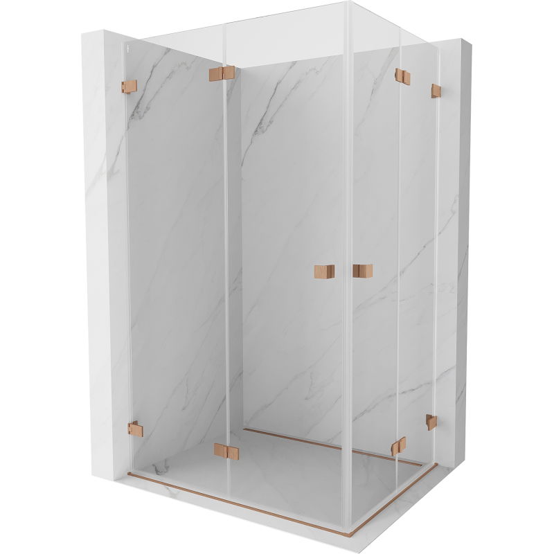 Mexen Lunar-F Duo сгъваема душ кабина 100 x 80 см, прозрачна, матирано мед - 836-100L-080P-65-00