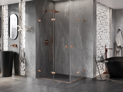 Mexen Lunar-F Duo сгъваема душ кабина 100 x 80 см, прозрачна, матирано мед - 836-100L-080P-65-00
