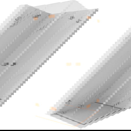 Mexen Lunar-F Duo сгъваема душ кабина 100 x 100 см, прозрачна, четкана мед - 836-100L-100P-65-00