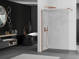 Mexen Kioto стена за душ Walk-in 80 x 200 см, прозрачно 8 мм, розово злато - 800-080-101-60-00