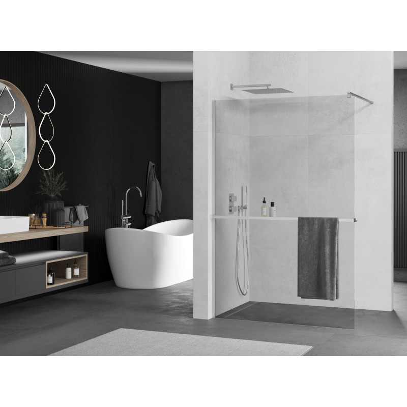 Mexen Kioto+ преграда за душ с рафт Walk-in 80 x 200 cm, прозрачна, хром - 800-080-121-01-00