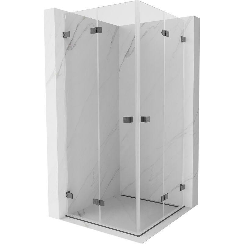 Mexen Lunar-F Duo сгъваема душ кабина 90 x 90 см, прозрачна, четково пистолетно сиво - 836-090L-090P-66-00