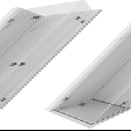 Mexen Lunar-F Duo сгъваема душ кабина 100 x 80 см, прозрачна, четка сив куршум - 836-100L-080P-66-00