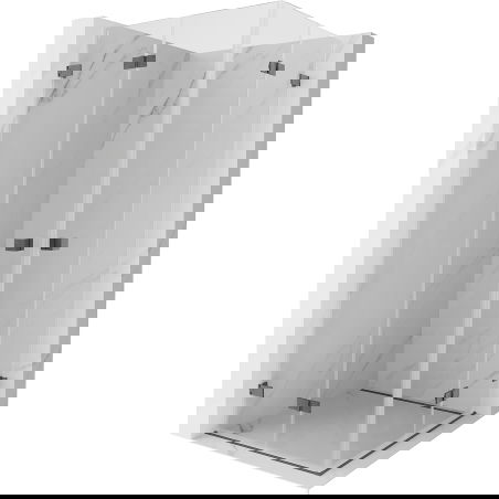 Mexen Lunar-F Duo сгъваема душ кабина 100 х 100 см, прозрачна, четка в цвят gun gray - 836-100L-100P-66-00