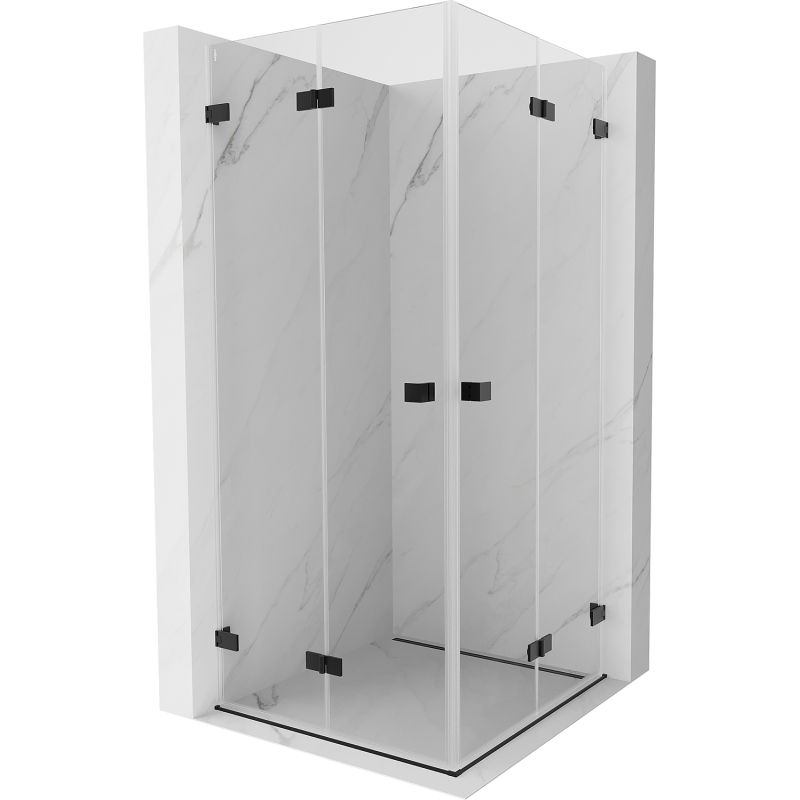 Mexen Lunar-F Duo сгъваема душ кабина 70 x 70 см, прозрачна, черна - 836-070L-070P-70-00