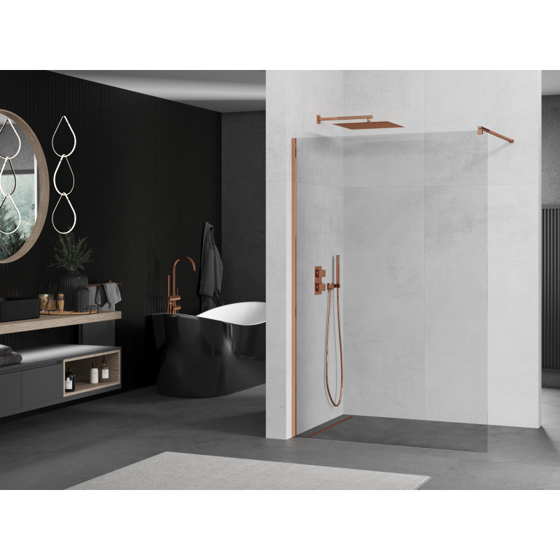 Mexen Kioto душ параван тип Walk-in 130 x 200 см, прозрачен 8 мм, розово злато