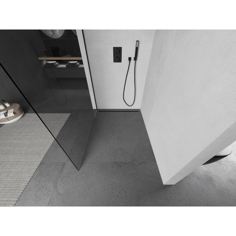 Mexen Kioto душ преграда Walk-in 90 x 200 см, прозрачен 8 мм, черен - 800-090-101-70-00