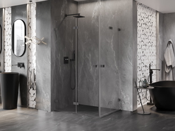 Mexen Lunar-F Duo сгъваема душ кабина 100 x 80 см, прозрачна, gun metal - 836-100L-080P-95-00