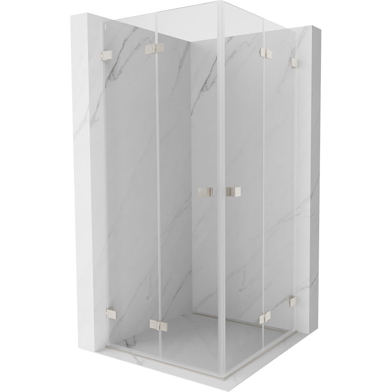 Mexen Lunar-F Duo сгъваема душ кабина 80 x 80 cm, прозрачна, четкан никел - 836-080L-080P-97-00