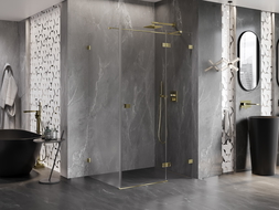 Mexen Lunar T кабина за душ с врата вдясно 130 x 90 cm, прозрачна, златна - 834T-130-090-50-00-P