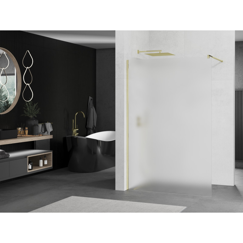 Mexen Kioto душ стена Walk-in 120 x 200 см, матиран 8 мм, златен - 800-120-101-50-30