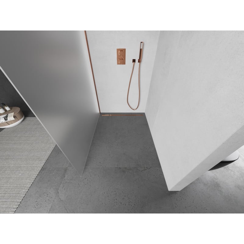 Mexen Kioto душ стена Walk-in 90 x 200 см, матирано 8 мм, розово злато - 800-090-101-60-30