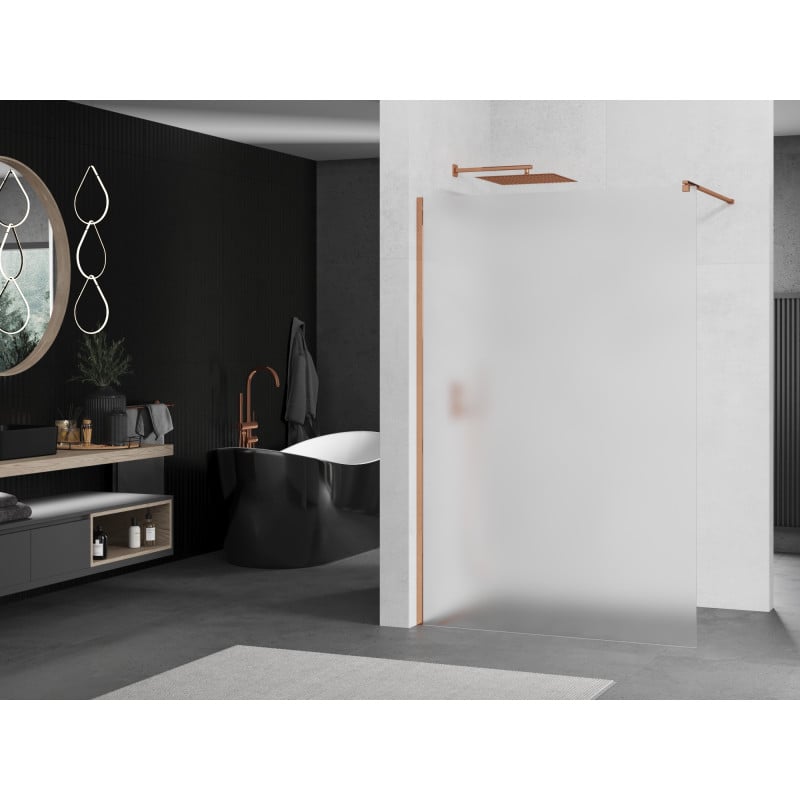 Mexen Kioto Душ параван тип Walk-in 100 x 200 см, скреж 8 мм, розово злато - 800-100-101-60-30