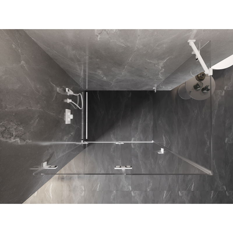 Mexen Lunar-F сгъваема душ кабина, лява 90 x 70 см, прозрачна, бяла - 836-090-070-20-00-L