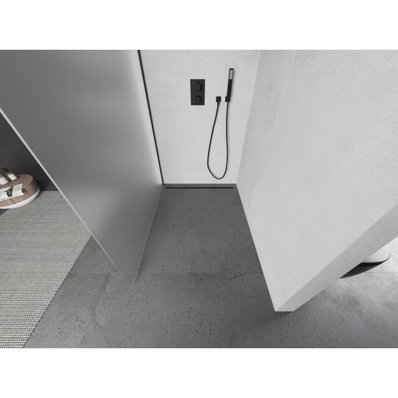 Mexen Kioto душ кабина Walk-in 80 x 200 cm, скреж 8 mm, черна - 800-080-101-70-30