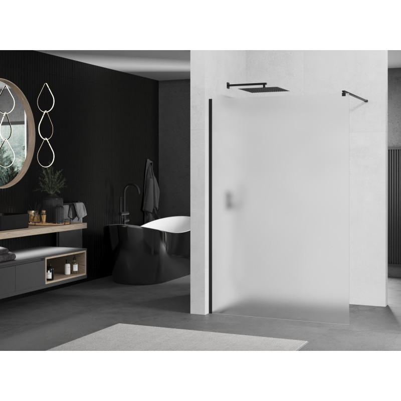 Mexen Kioto душ преграда Walk-in 90 x 200 см, матирано 8 мм, черна - 800-090-101-70-30