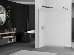Mexen Kioto стена за душ Walk-in 100 x 200 см, матово 8 мм, черно - 800-100-101-70-30