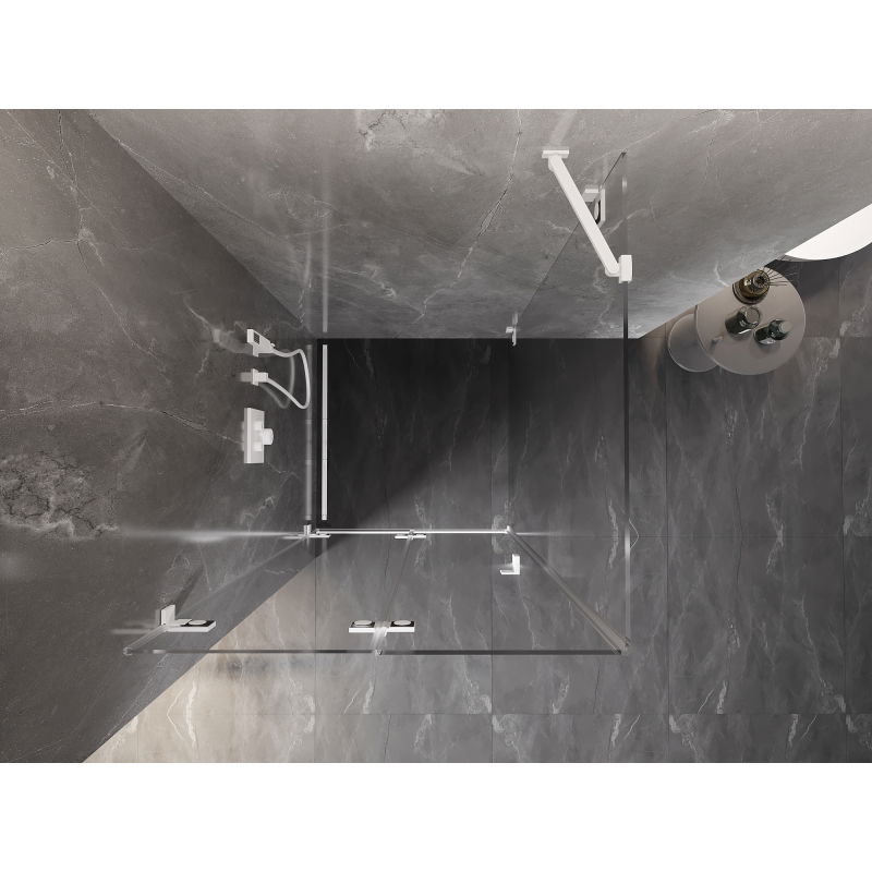 Mexen Lunar-F сгъваема душ кабина лява 100 x 100 cm, прозрачна, бяла - 836-100-100-20-00-L