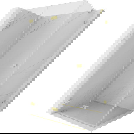 Mexen Lunar-F сгъваема душ кабина лява 90 x 80 см, прозрачна, златна матова