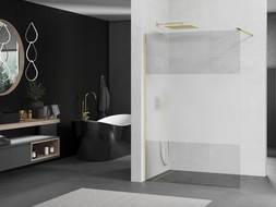 Mexen Kioto стена за душ кабина Walk-in 100 x 200 см, прозрачно/прашно 8 мм, златна - 800-100-101-50-35
