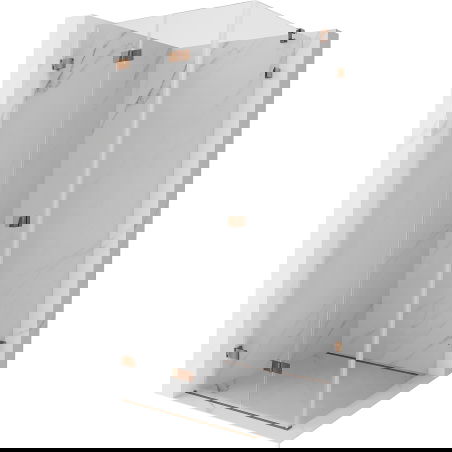 Mexen Lunar-F сгъваема душ кабина лява 80 x 80 см, прозрачна, розово злато- 836-080-080-60-00-L